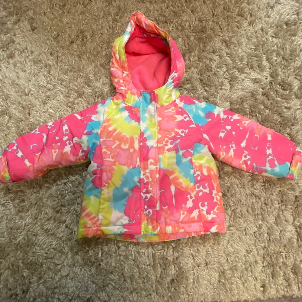 The Children's Place Pink and Yellow Tie-Dye Puffer Jacket